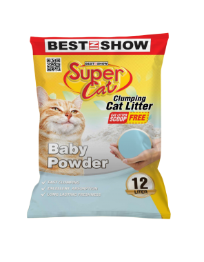 CÁT VỆ SINH BEST IN SHOW SUPERCAT CLUMPING CAT LITTER HƯƠNG BABY POWDER 12L