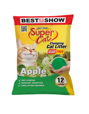 CÁT VỆ SINH BEST IN SHOW SUPERCAT CLUMPING CAT LITTER HƯƠNG TÁO 12L