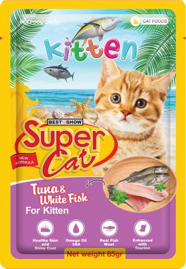 PATE SUPER CAT KITTEN TUNA & WHITE FISH  - 85G