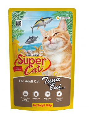PATE SUPER CAT ADULT TUNA WITH BEEF FLAVOR 400G
