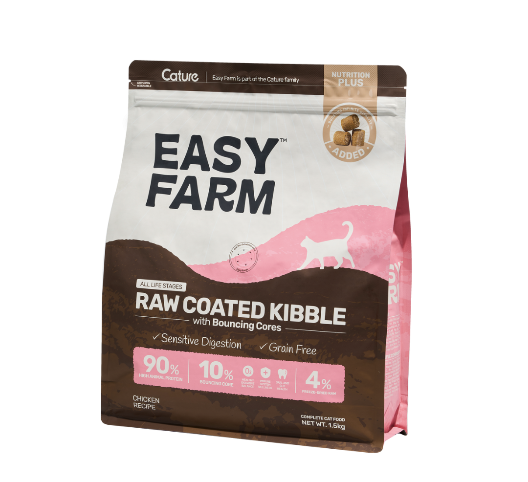 CATURE EASY FARM - RAW COATEFD PET FOOD - HẠT THỨC ĂN CATURE EASY FARM VỊ THỊT GÀ MIX TOPPING 1.5KG